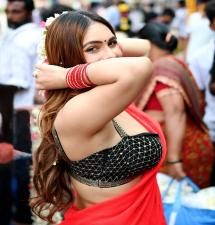 Neha Maliks Sizzling Party Look in Red Saree
