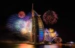 new year`s firework over burj al arab, dubai