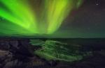 aurora lights over gulfosom, iceland