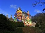 The 13th Century Kelburn Castle Covered With Colorful Graffiti